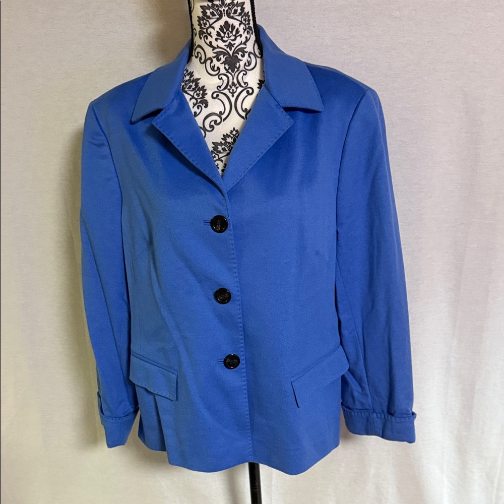 Lafayette 148 French Blue Blazer Wool-Angora Fabric made in Italy by Loro Piana